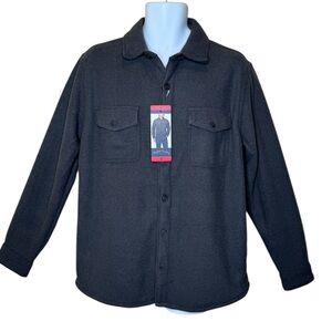 Freedom Foundry Men’s Textured Fleece Shirt Jacket M Button-Front Lined Gray NWT